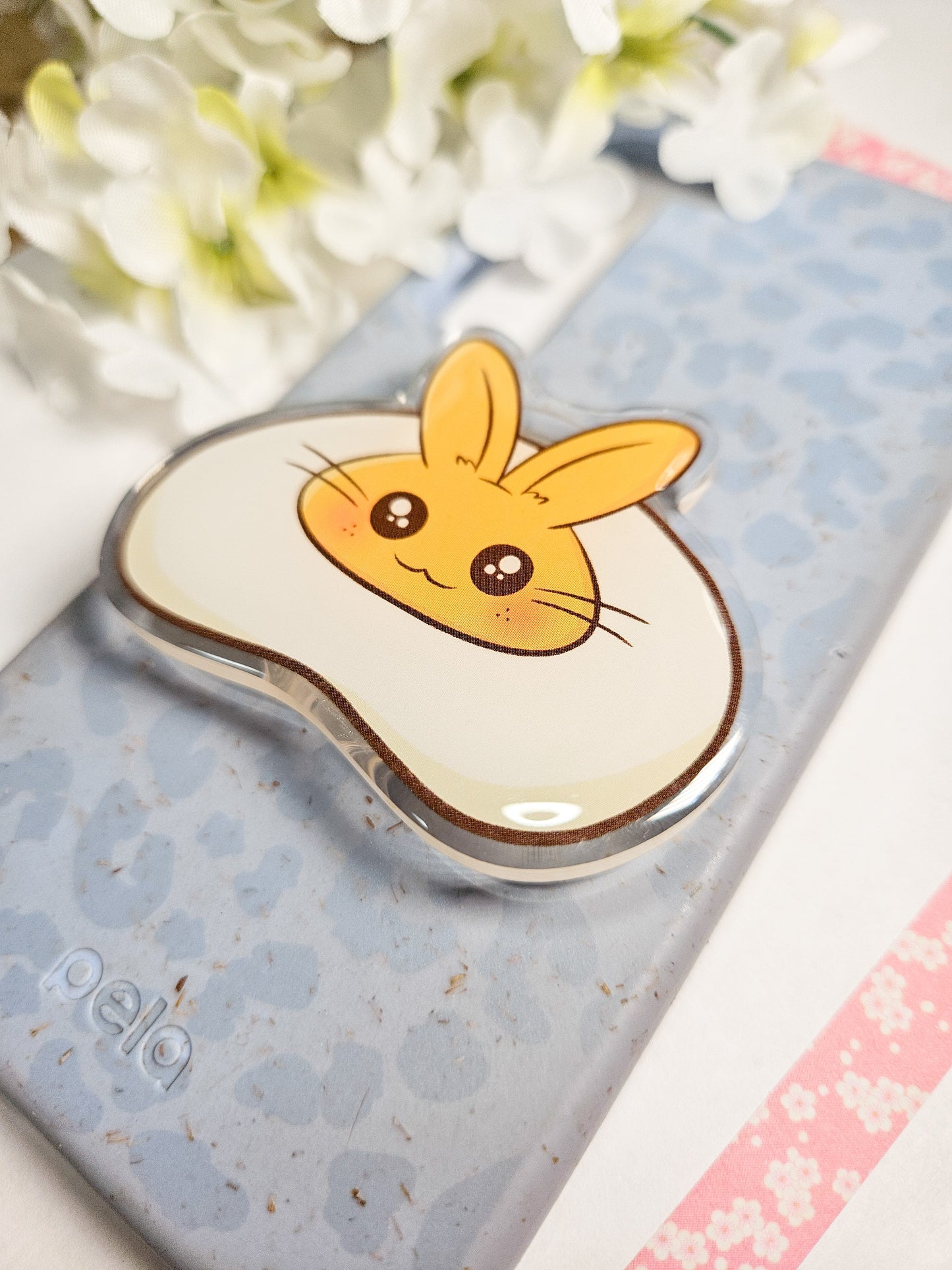 fried egg bunny phone grip