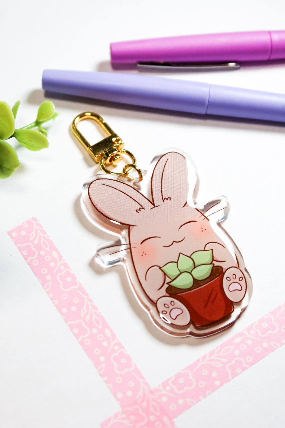 plant lover bunny keychain