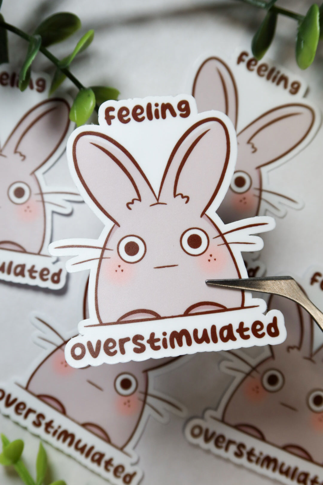 feeling overstimulated bunny sticker