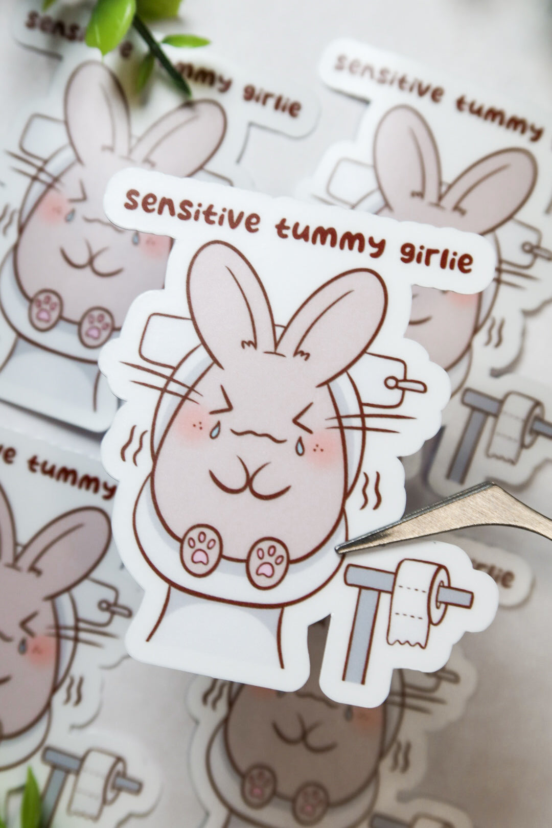 sensitive tummy girlie bunny sticker