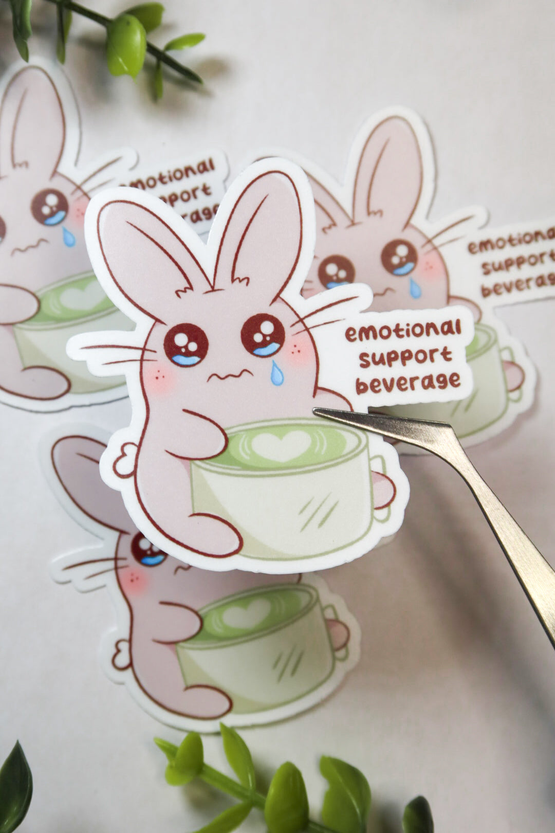 emotional support beverage bunny sticker