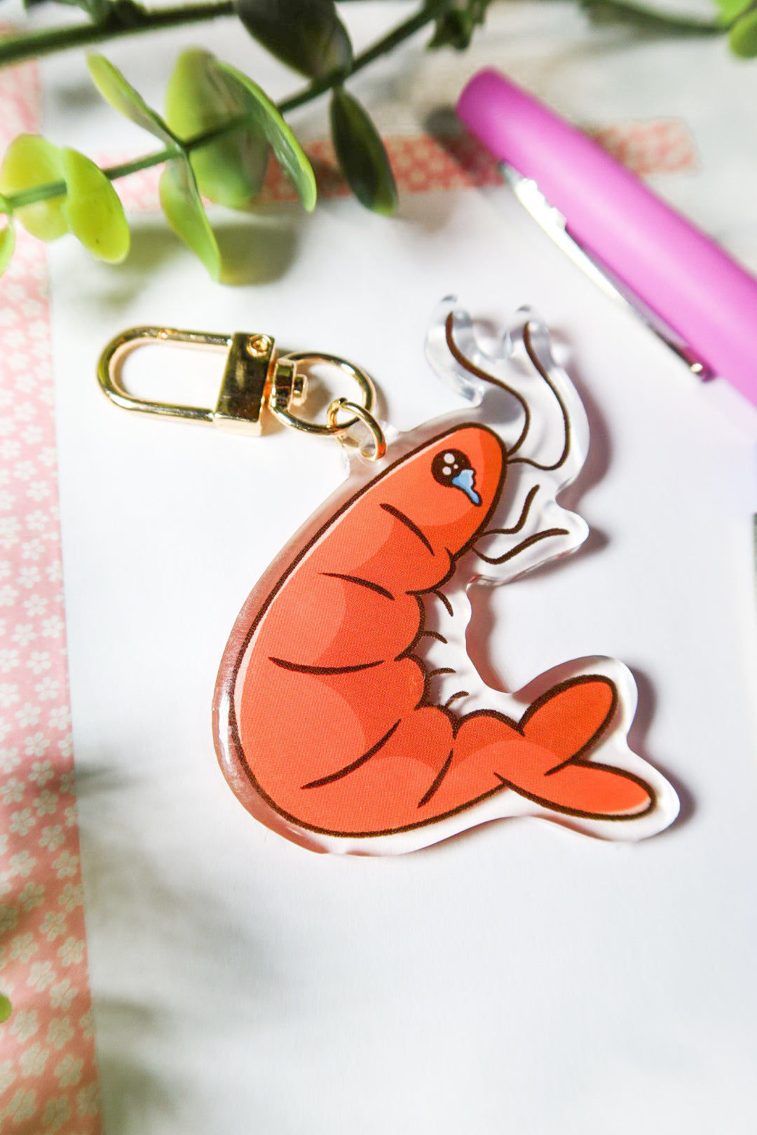 my back hurty shrimp keychain