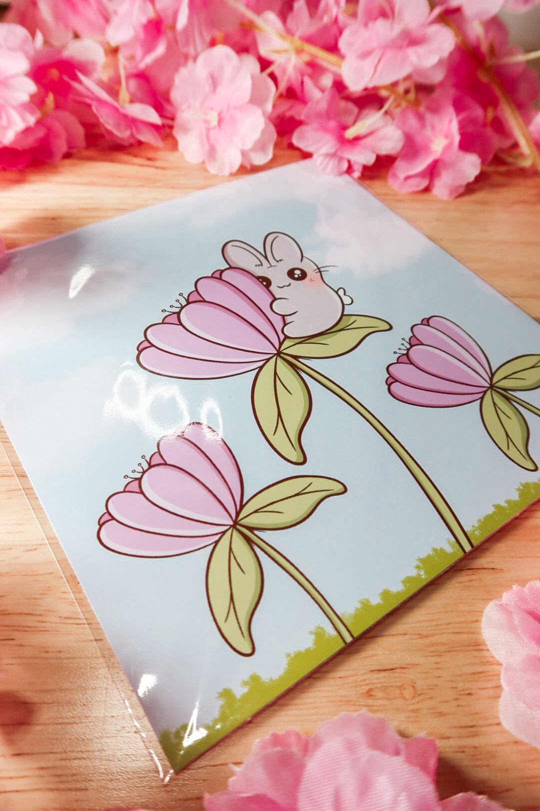 bunny flower fields print