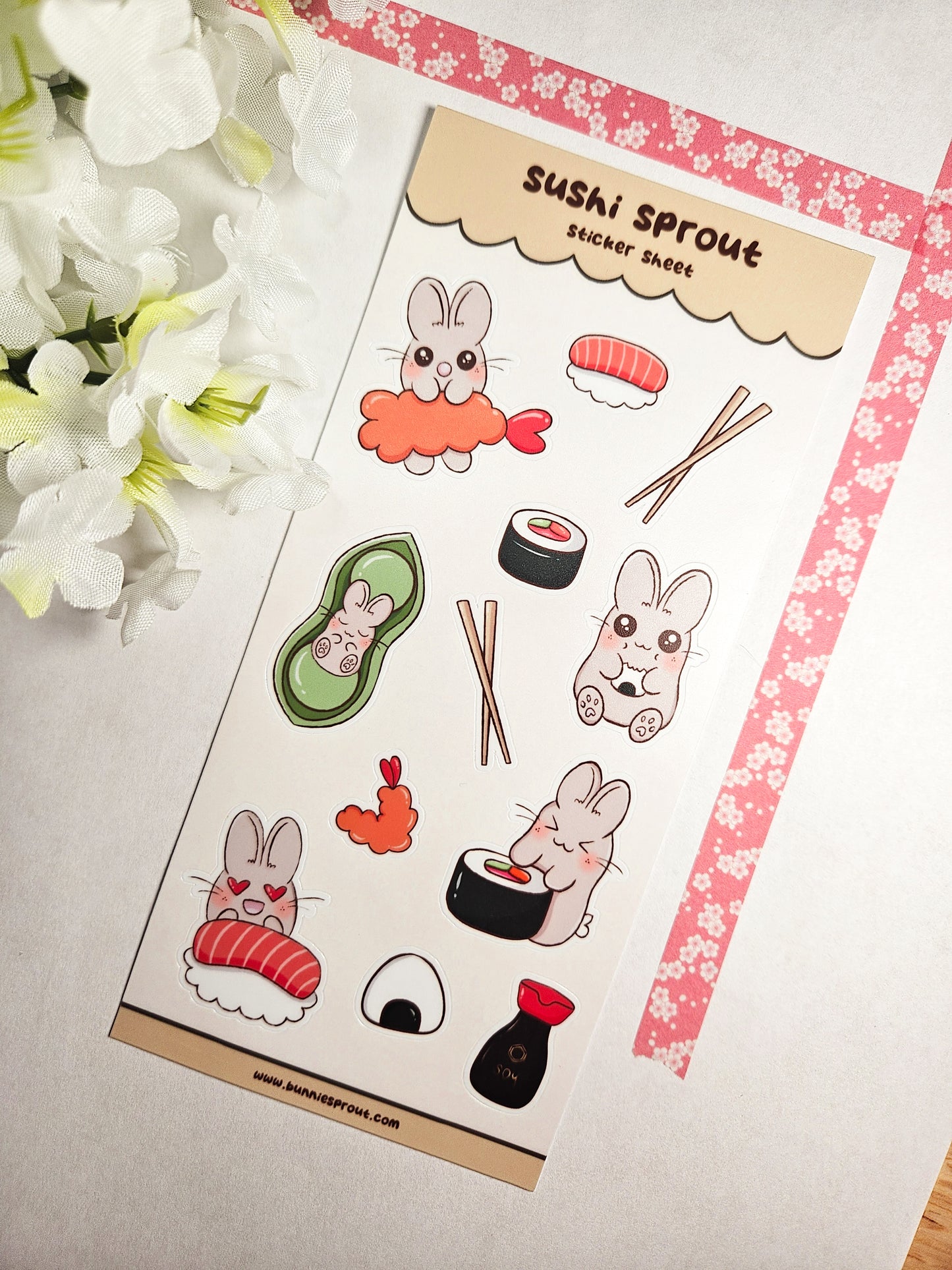 sushi sprout sticker sheet
