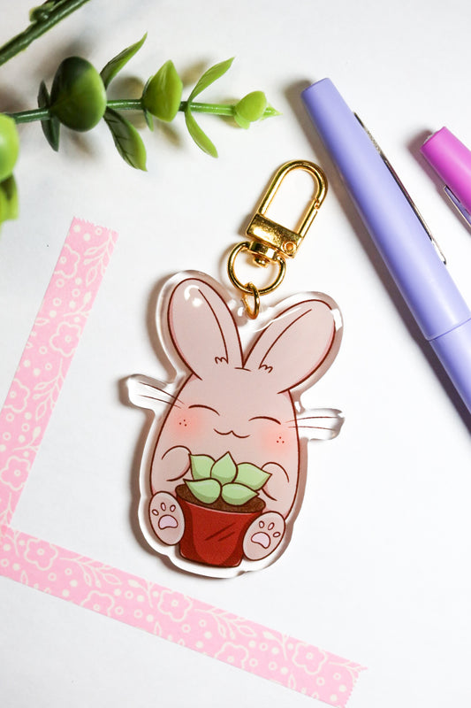 plant lover bunny keychain