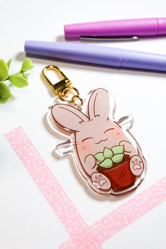 plant lover bunny keychain