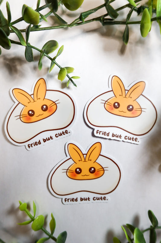 fried but cute egg bunny sticker