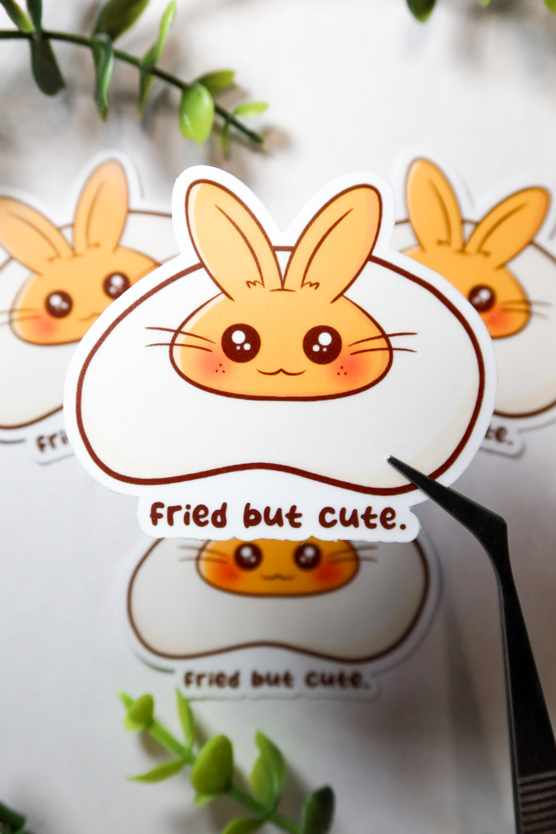 fried but cute egg bunny sticker