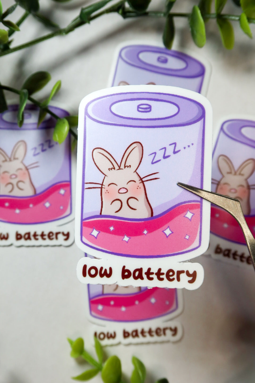 low battery bunny sticker