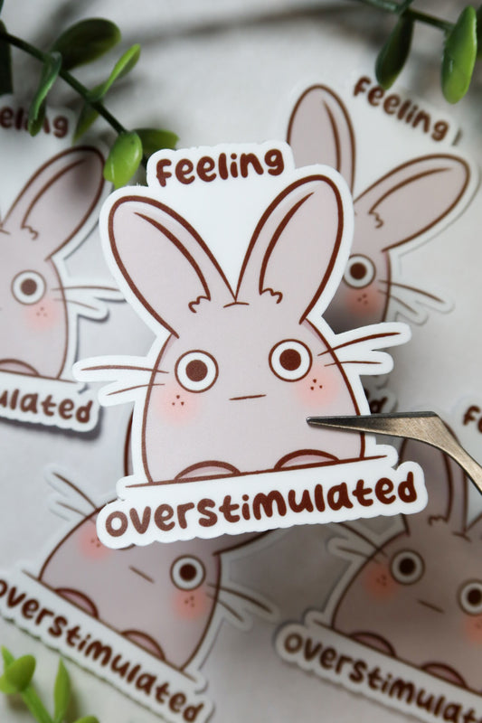 feeling overstimulated bunny sticker