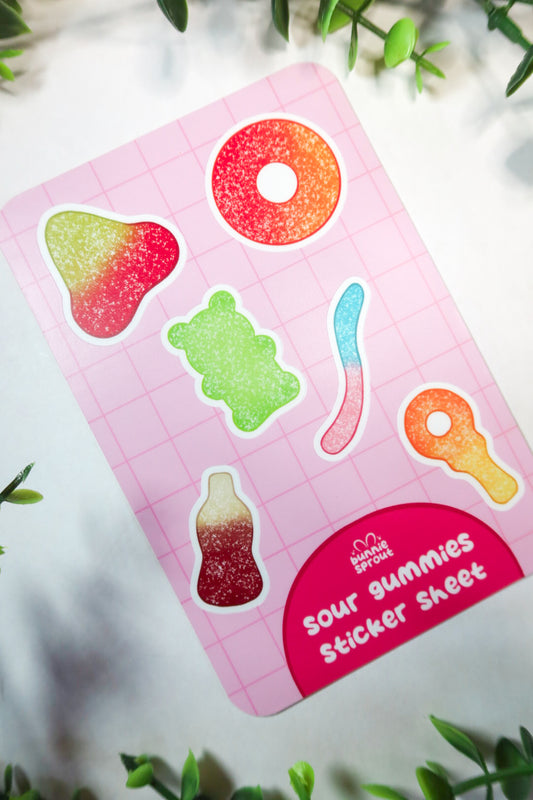 sour gummies sticker sheet