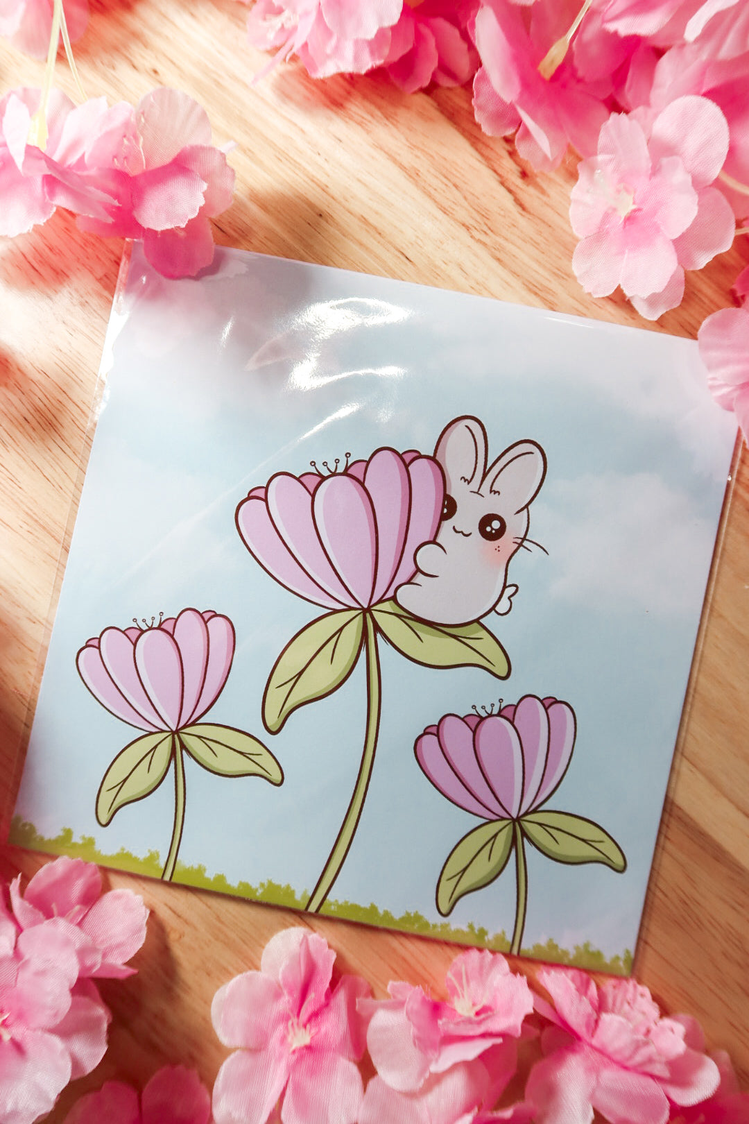 bunny flower fields print